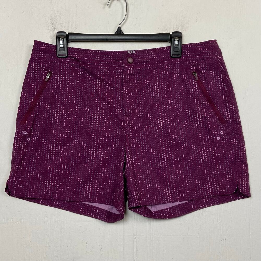 Title Nine Rogue 5" Shorts Purple Polka Dots Size 12 Quick Dry Travel